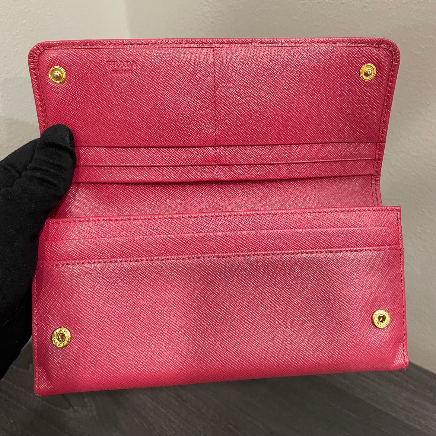 PRADA Pink Leather Long Wallet