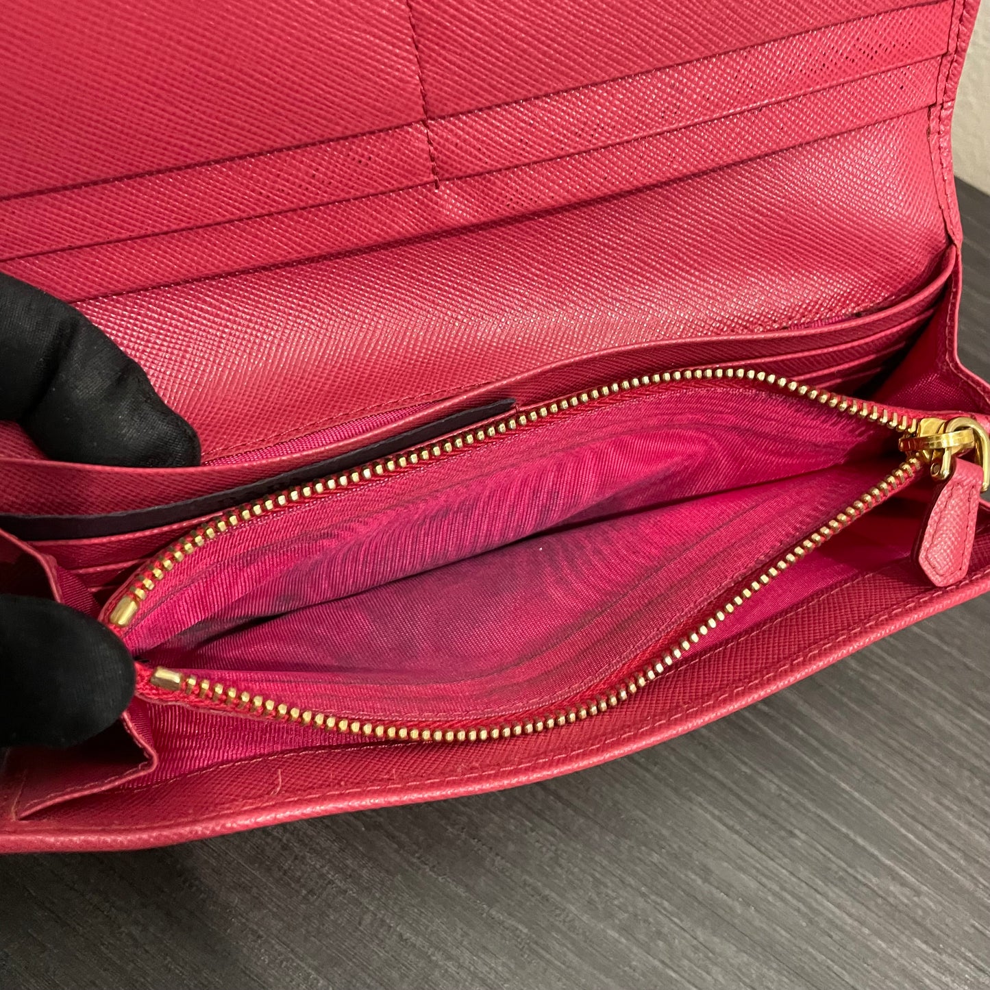 PRADA Pink Leather Long Wallet