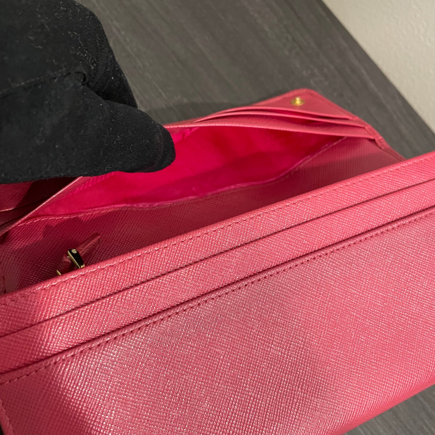 PRADA Pink Leather Long Wallet