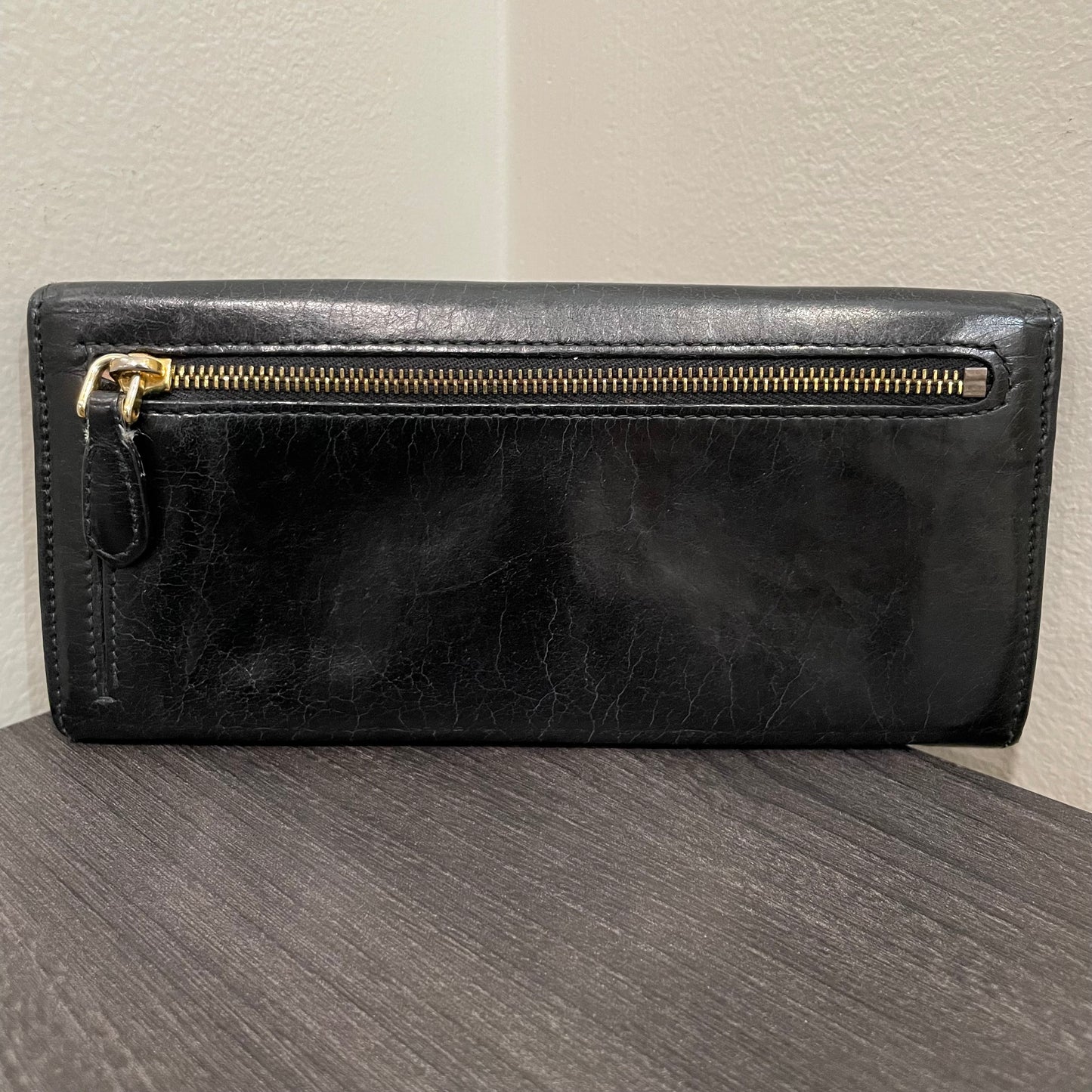 PRADA Black Leather Long Wallet