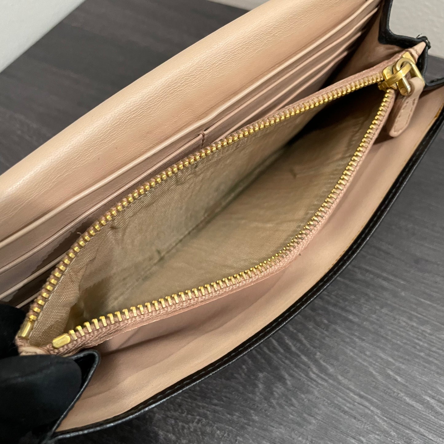 PRADA Black Leather Long Wallet