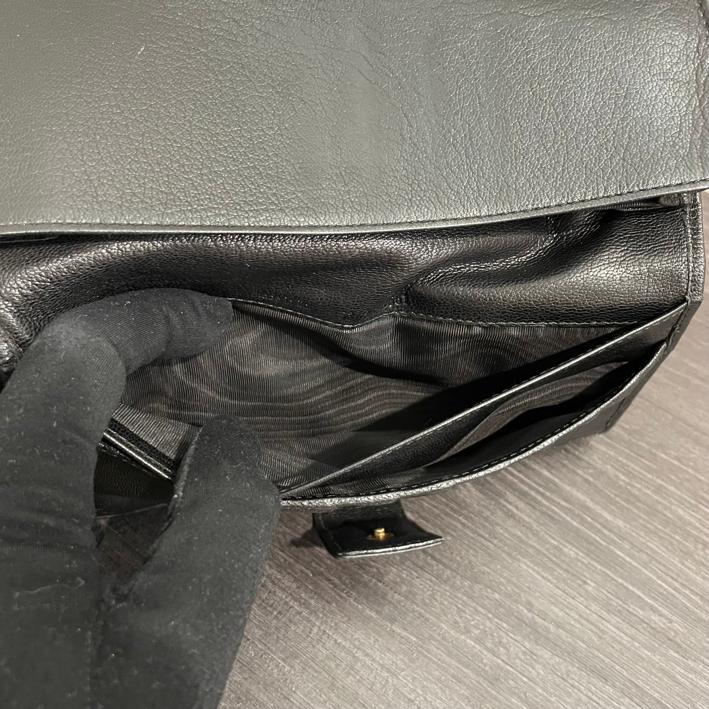 YVES SAINT LAURENT Black Leather Long Wallet