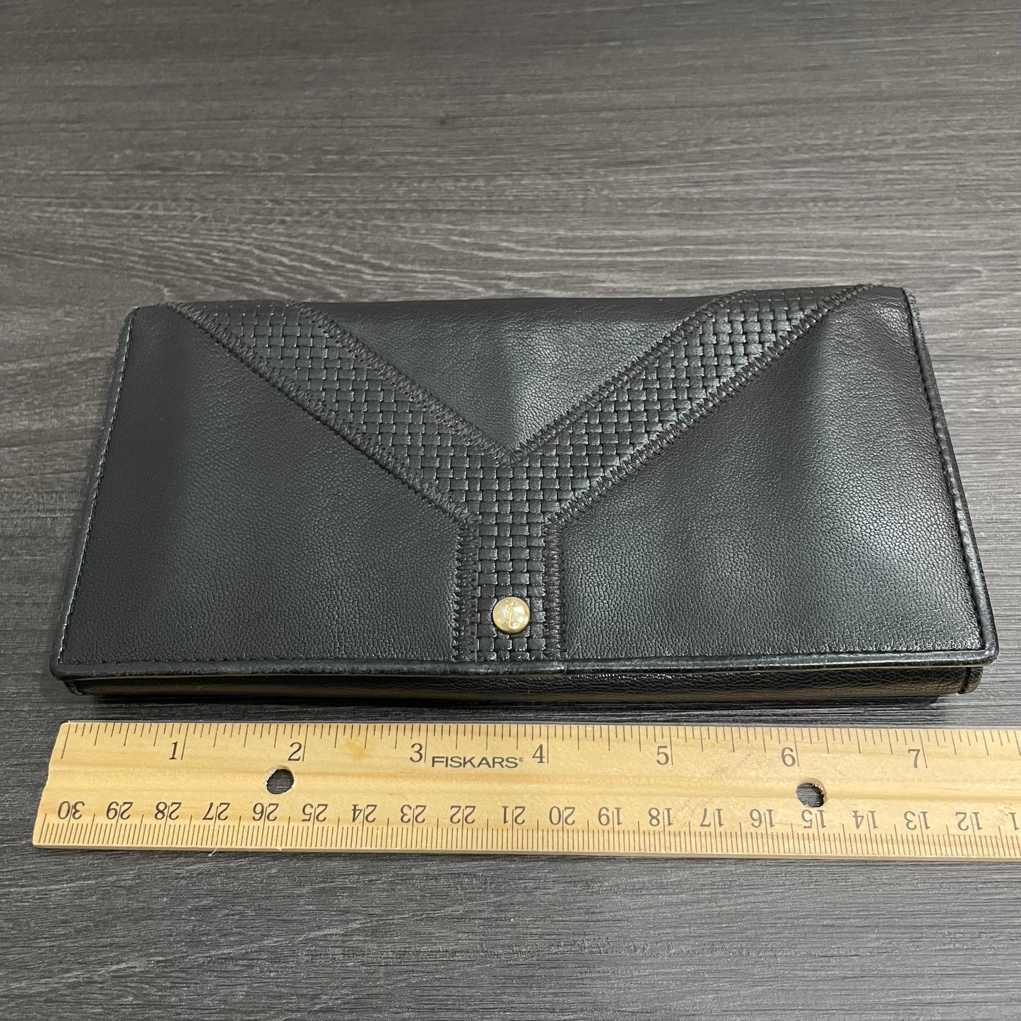 YVES SAINT LAURENT Black Leather Long Wallet