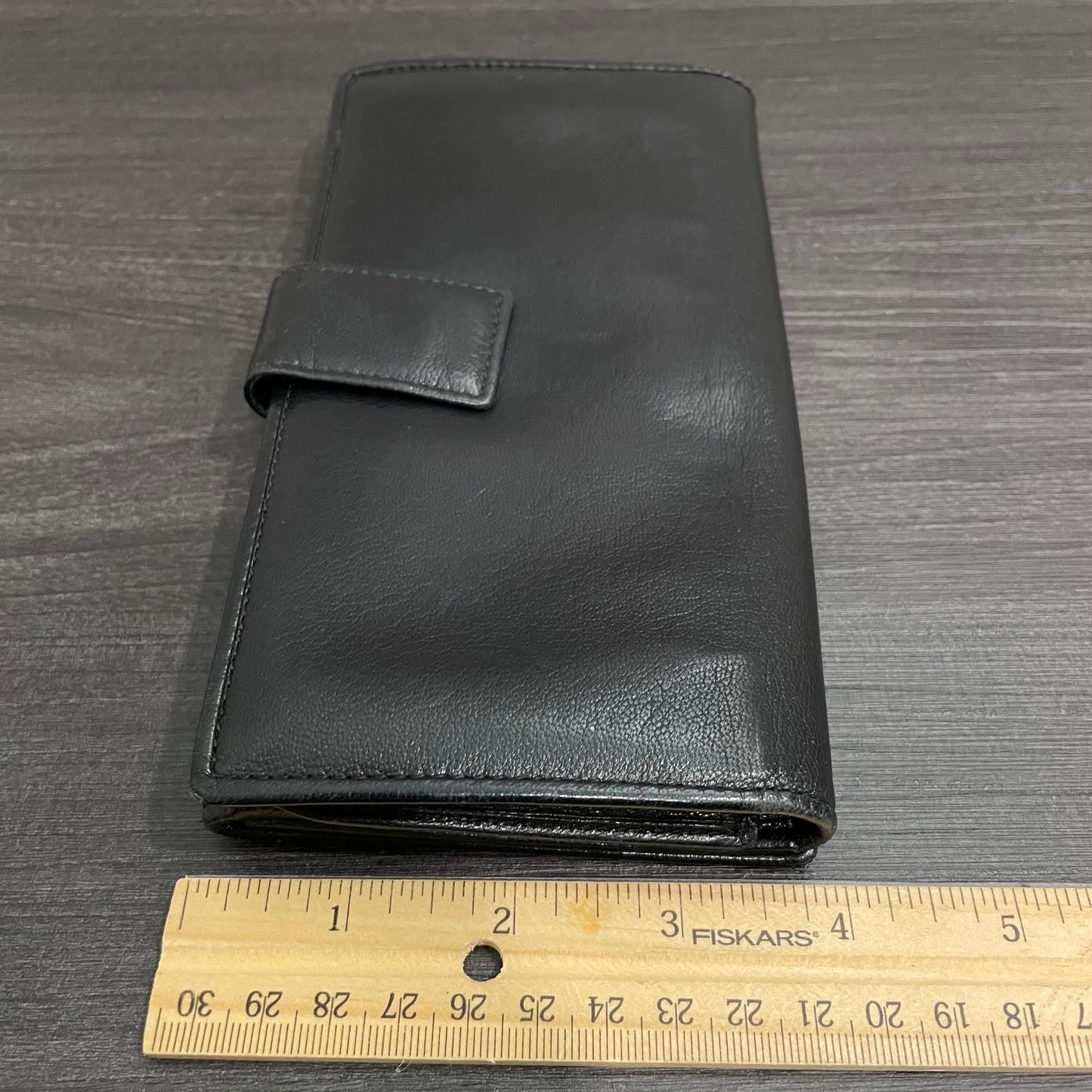 YVES SAINT LAURENT Black Leather Long Wallet
