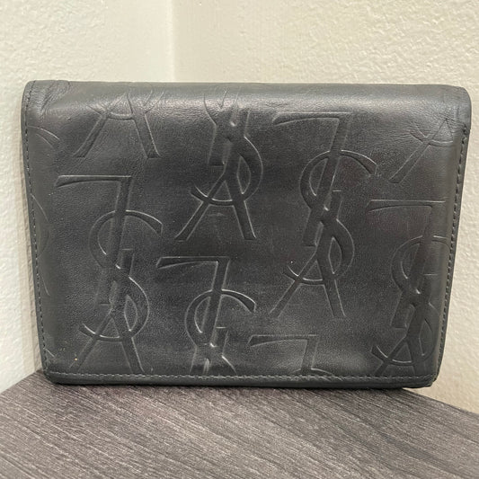 YVES SAINT LAURENT Black Leather Compact Wallet
