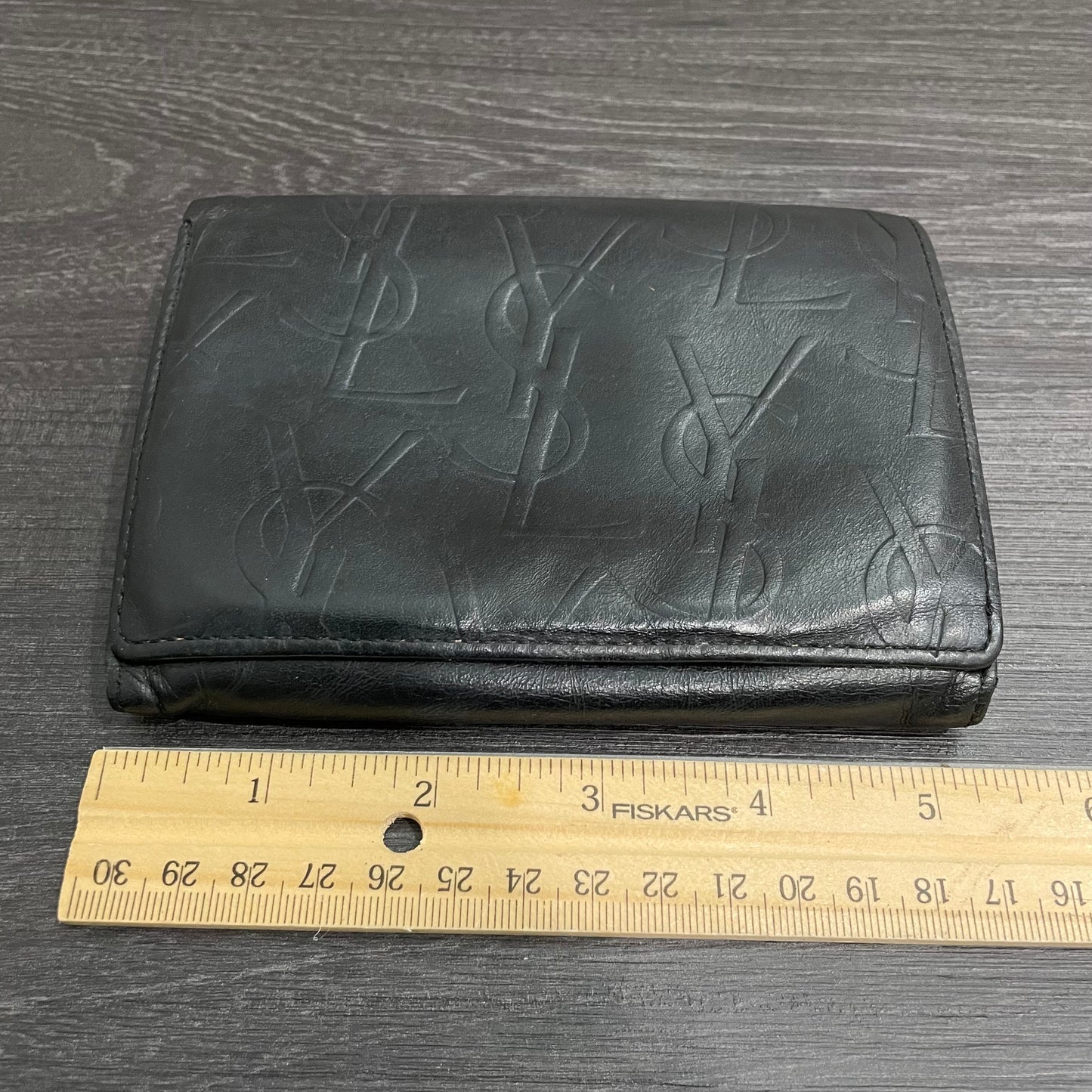 YVES SAINT LAURENT Black Leather Compact Wallet