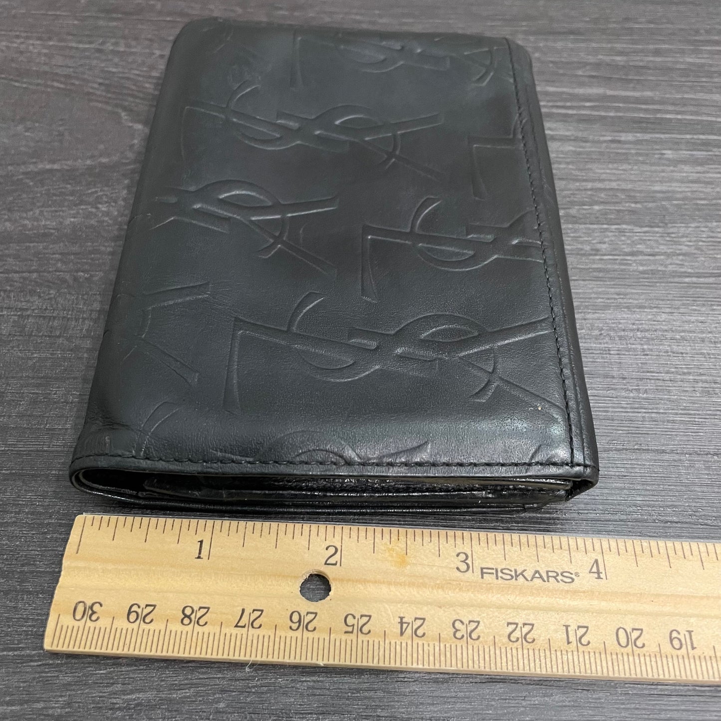 YVES SAINT LAURENT Black Leather Compact Wallet