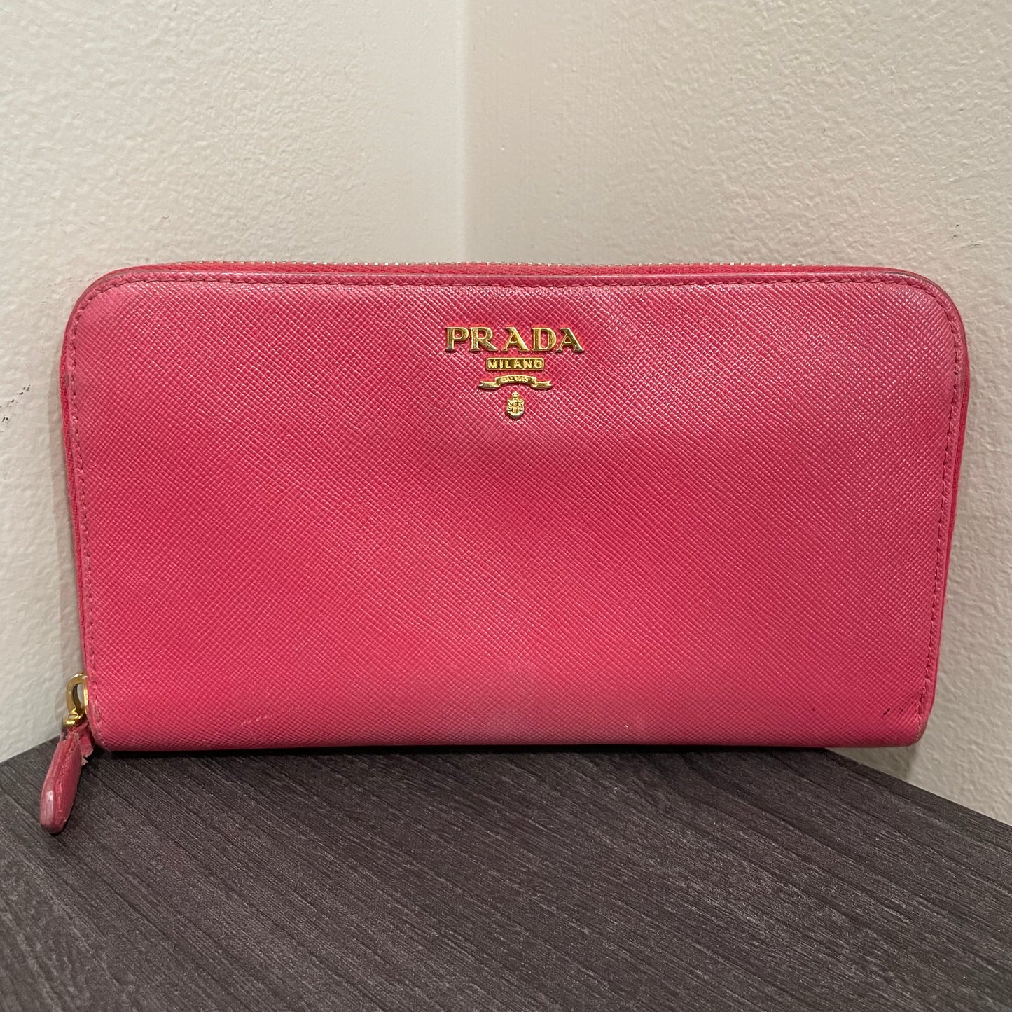 PRADA Pink Leather Zippy Wallet
