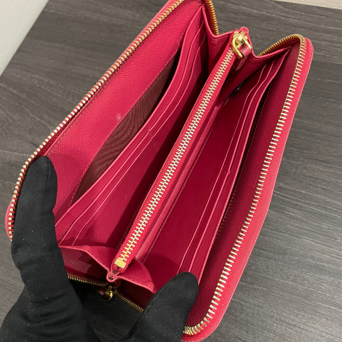 PRADA Pink Leather Zippy Wallet