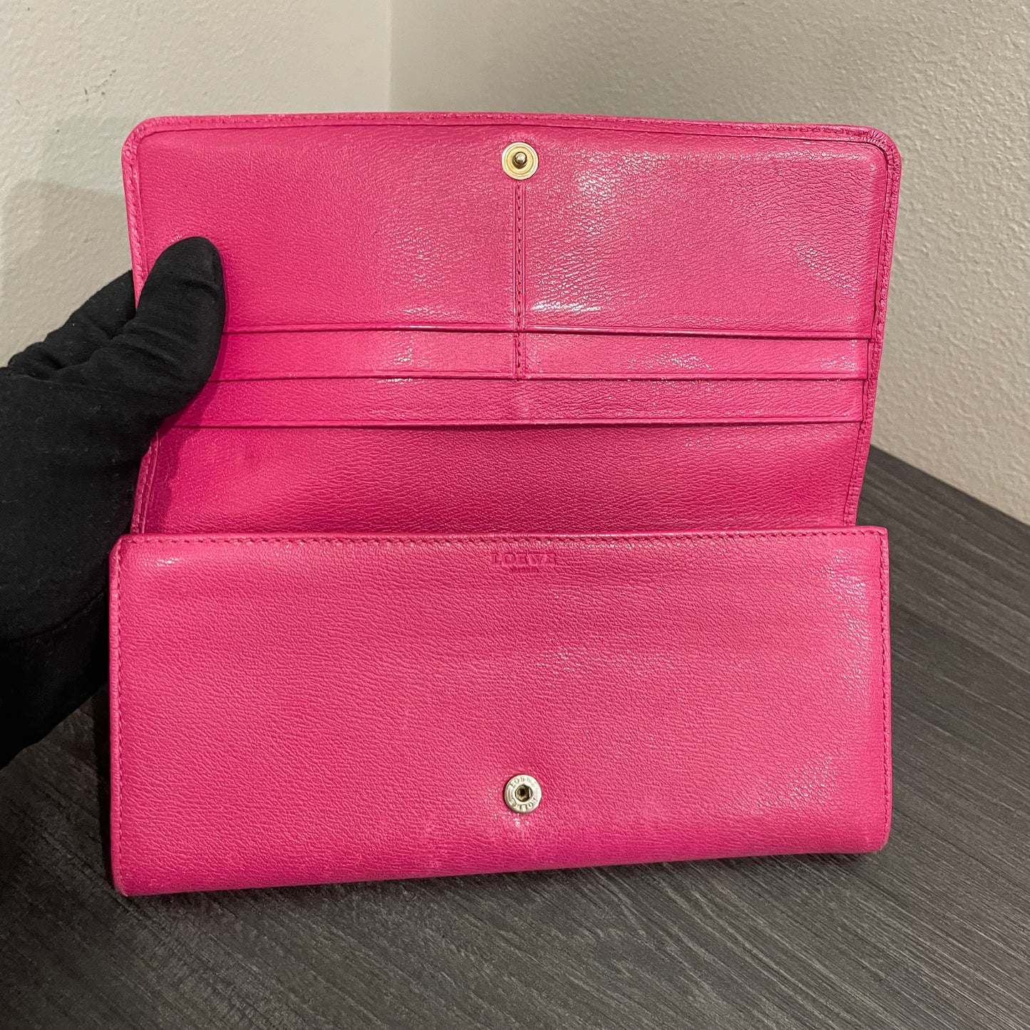LOEWE Pink Leather Long Wallet