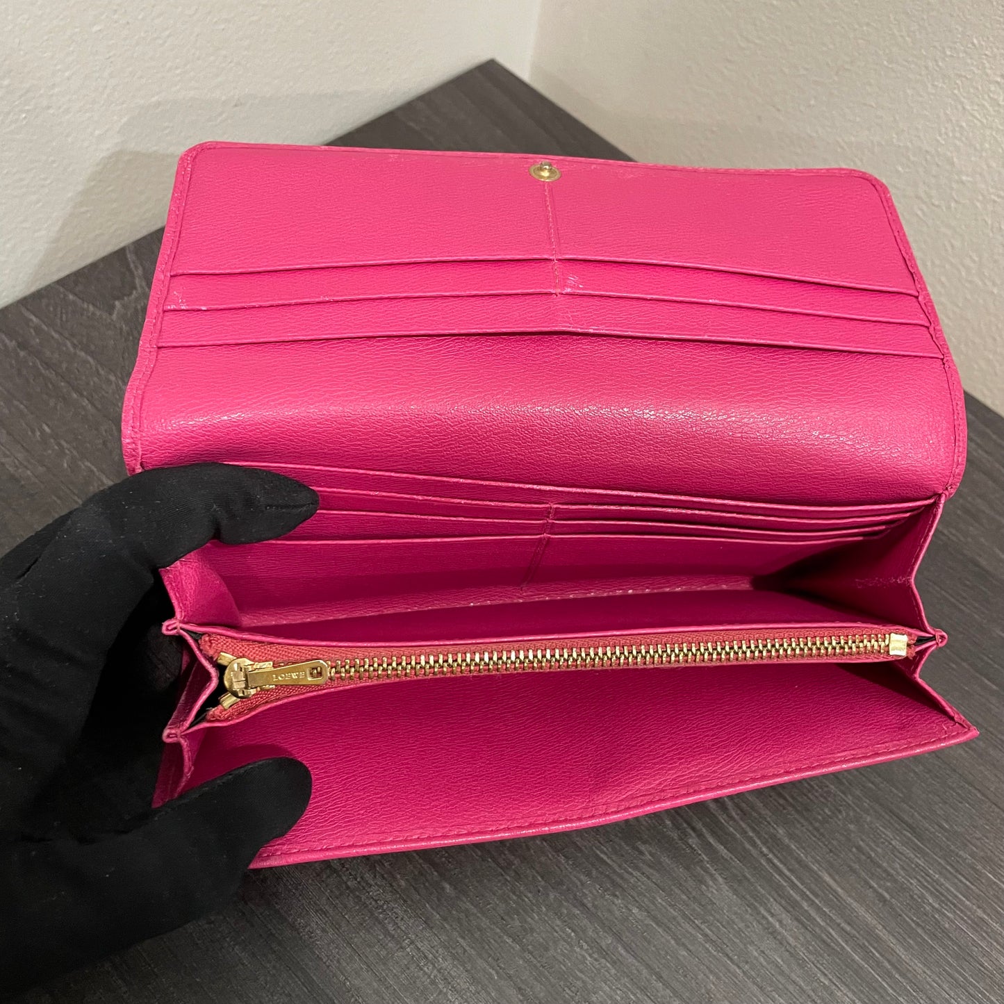 LOEWE Pink Leather Long Wallet