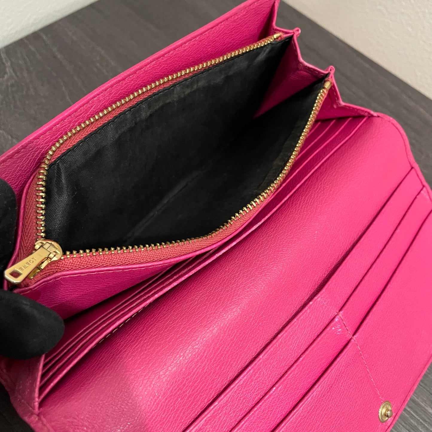 LOEWE Pink Leather Long Wallet