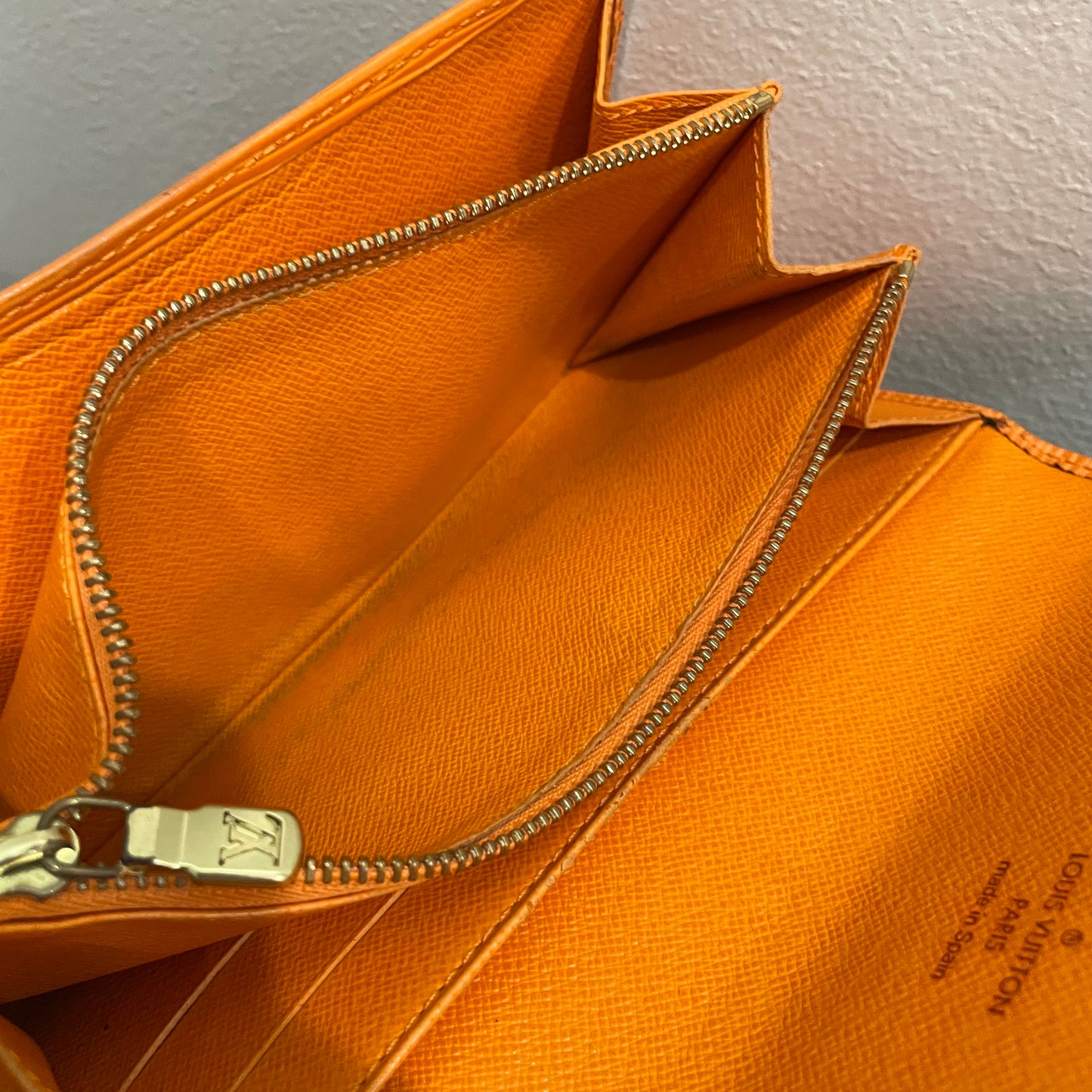 #125 LOUIS VUITTON Orange Epi Leather Long Wallet