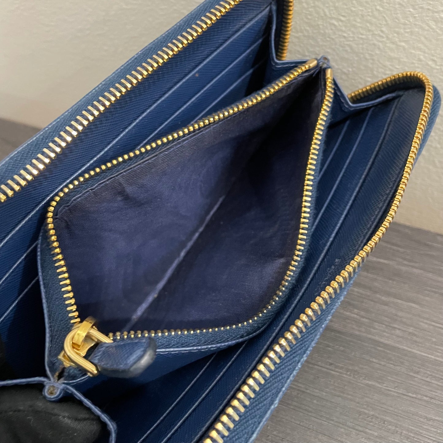 #131 PRADA Blue Leather Zippy Wallet