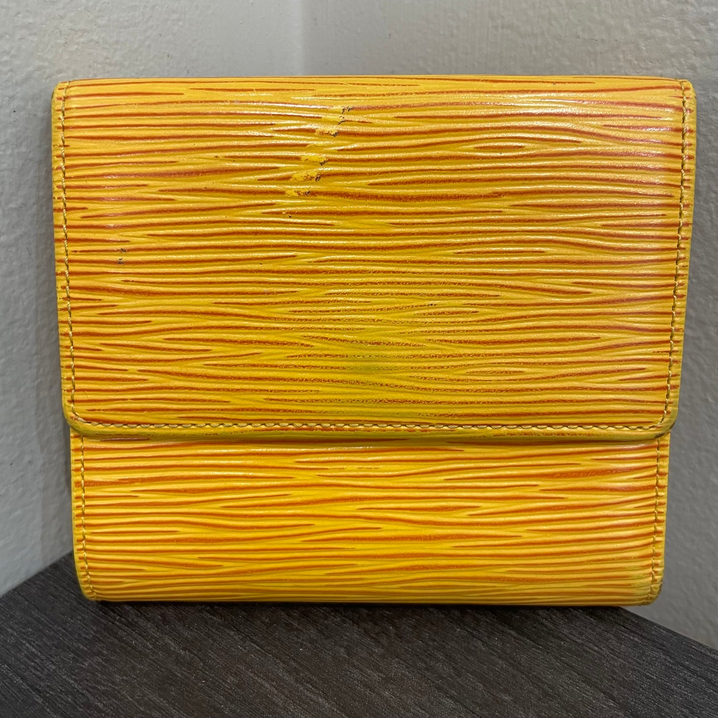 #156 LOUIS VUITTON Yellow Epi Leather Compact Wallet