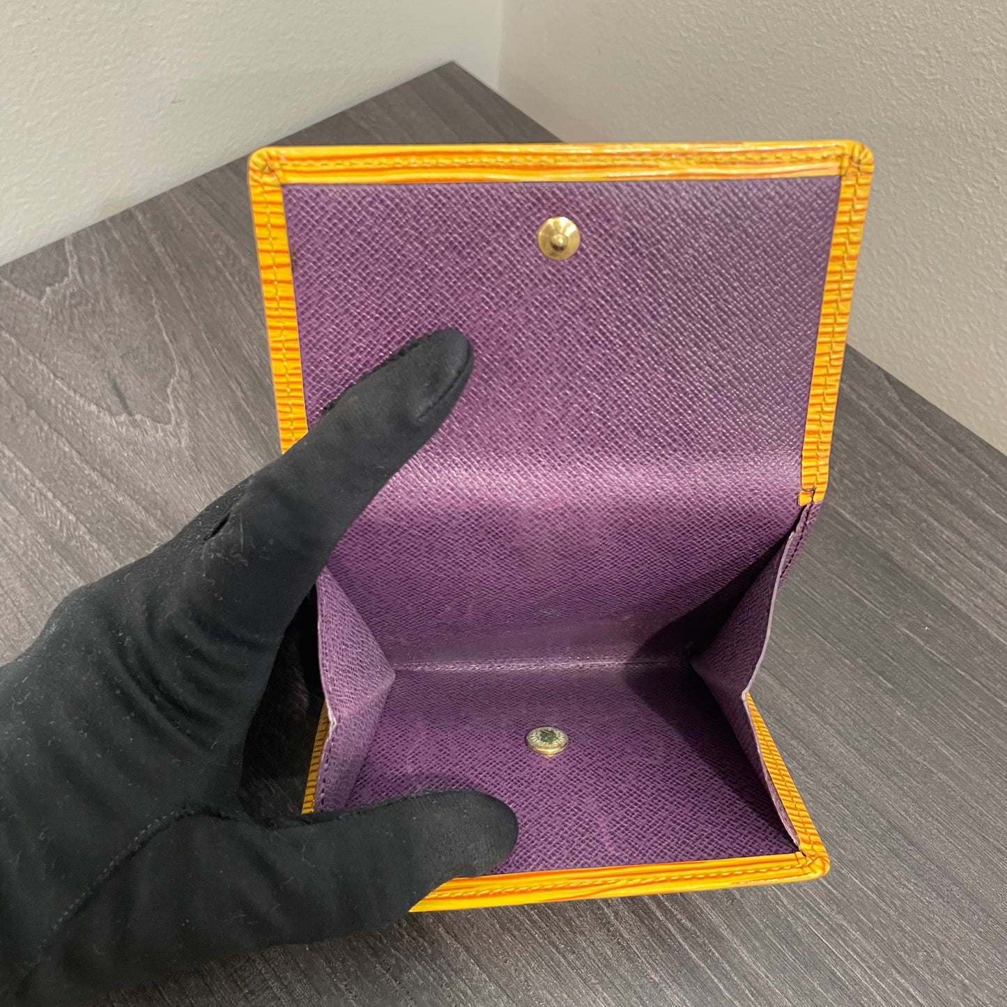 #156 LOUIS VUITTON Yellow Epi Leather Compact Wallet