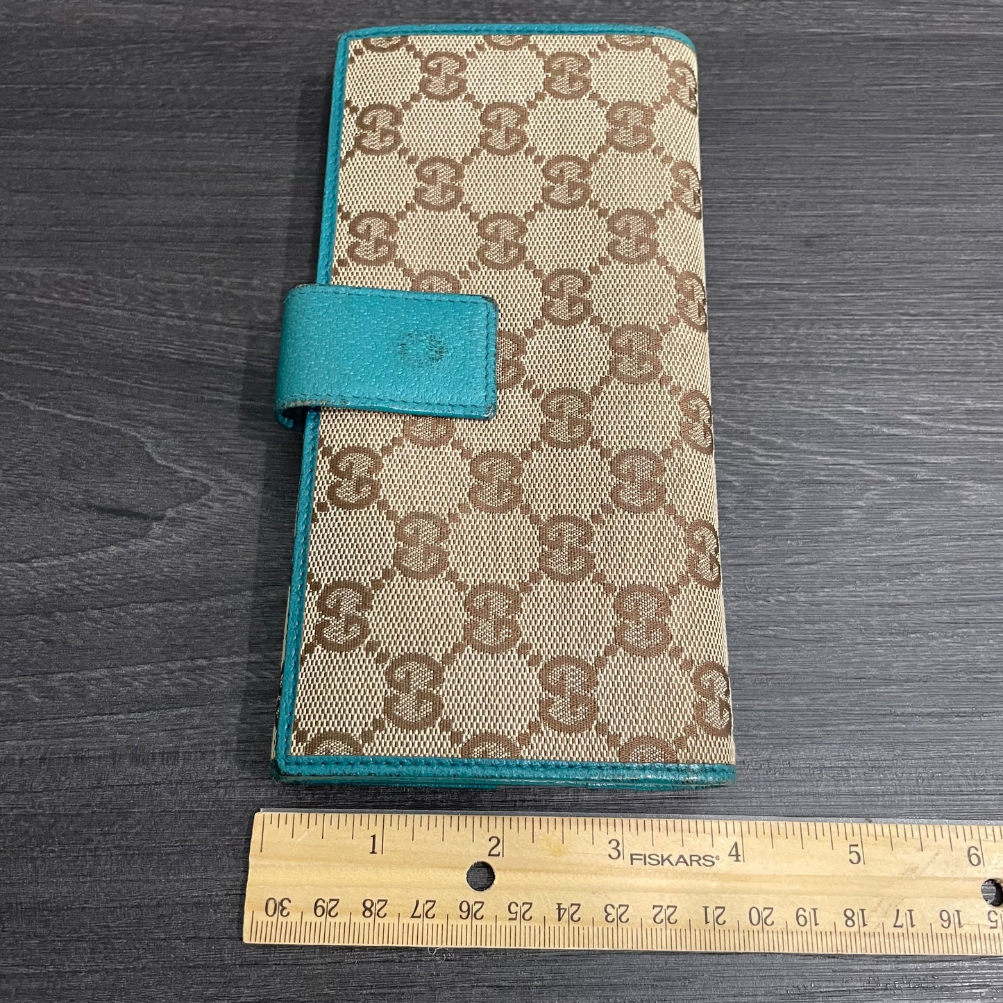 #166 GUCCI Blue GG Canvas Long Wallet