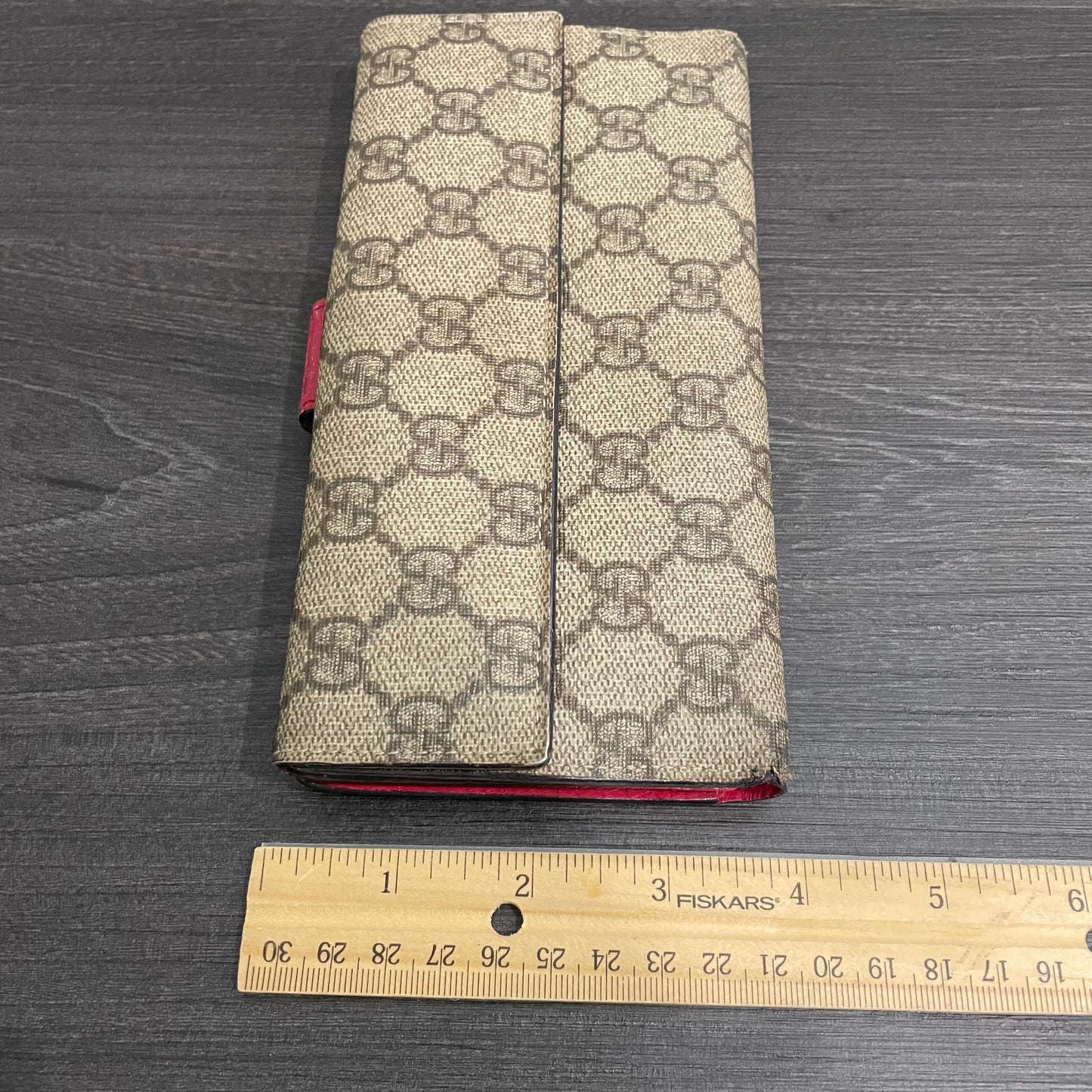 #167 GUCCI Pink GG Canvas Long Wallet