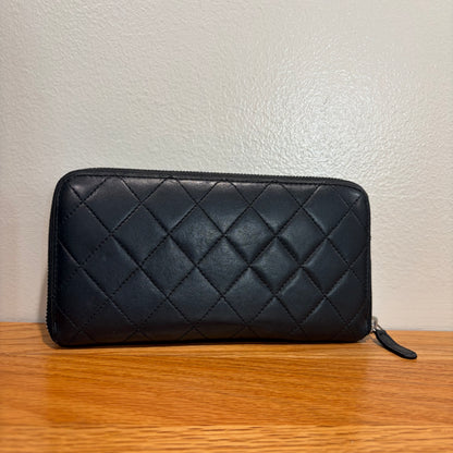 #3218 CHANEL Black Quilted Zip Wallet