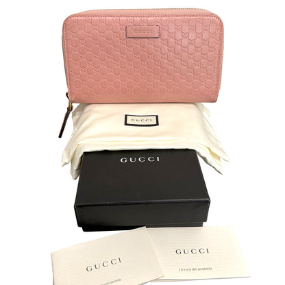 #1101-18 GUCCI Pink Guccissima Zip Wallet