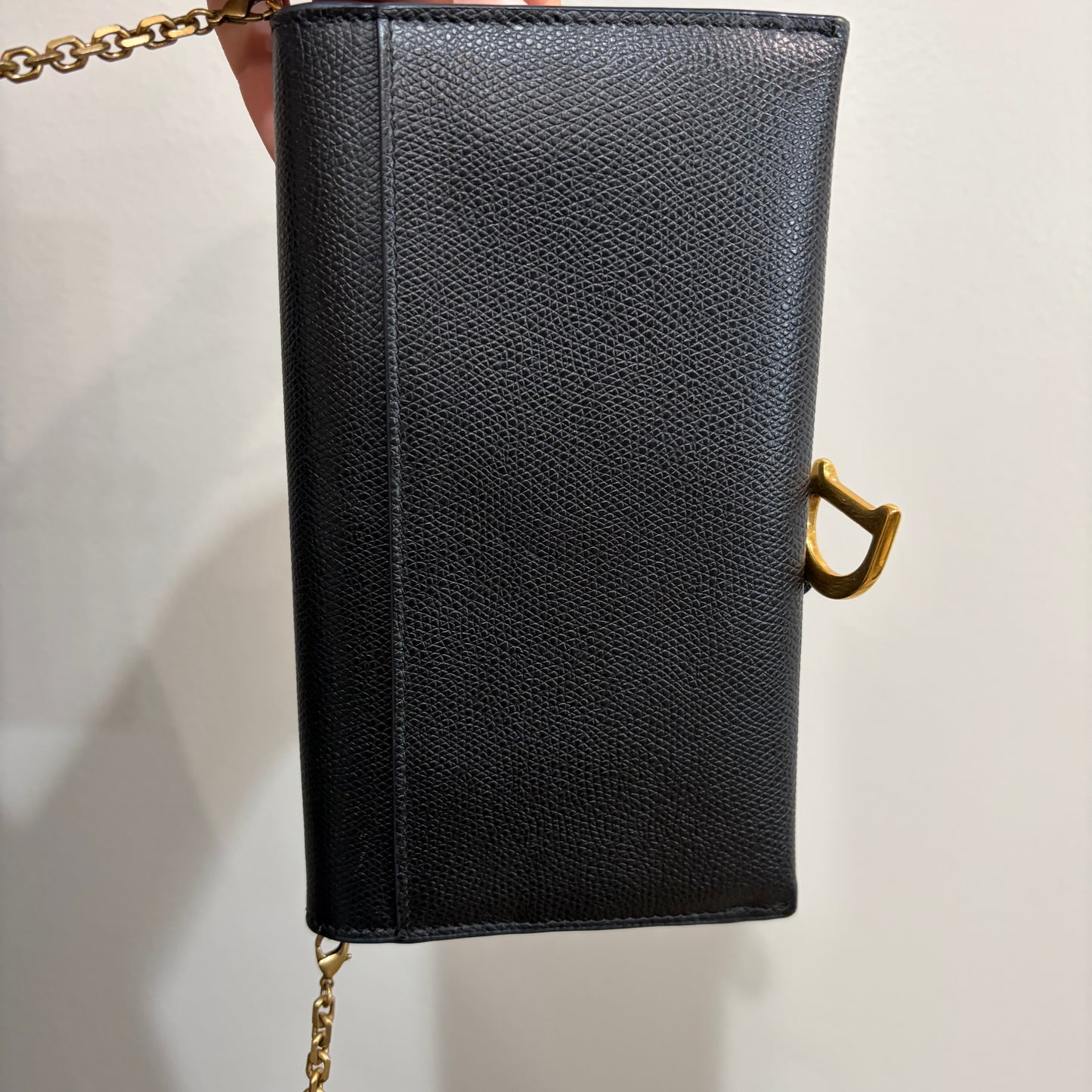 8903 DIOR Black Saddle Long Wallet with Chain MSRP $1,750