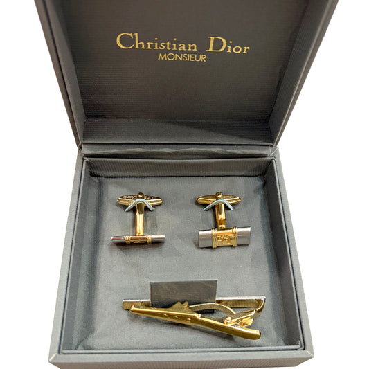 8810 CHRISTIAN DIOR Cufflinks & Tie Clip Set