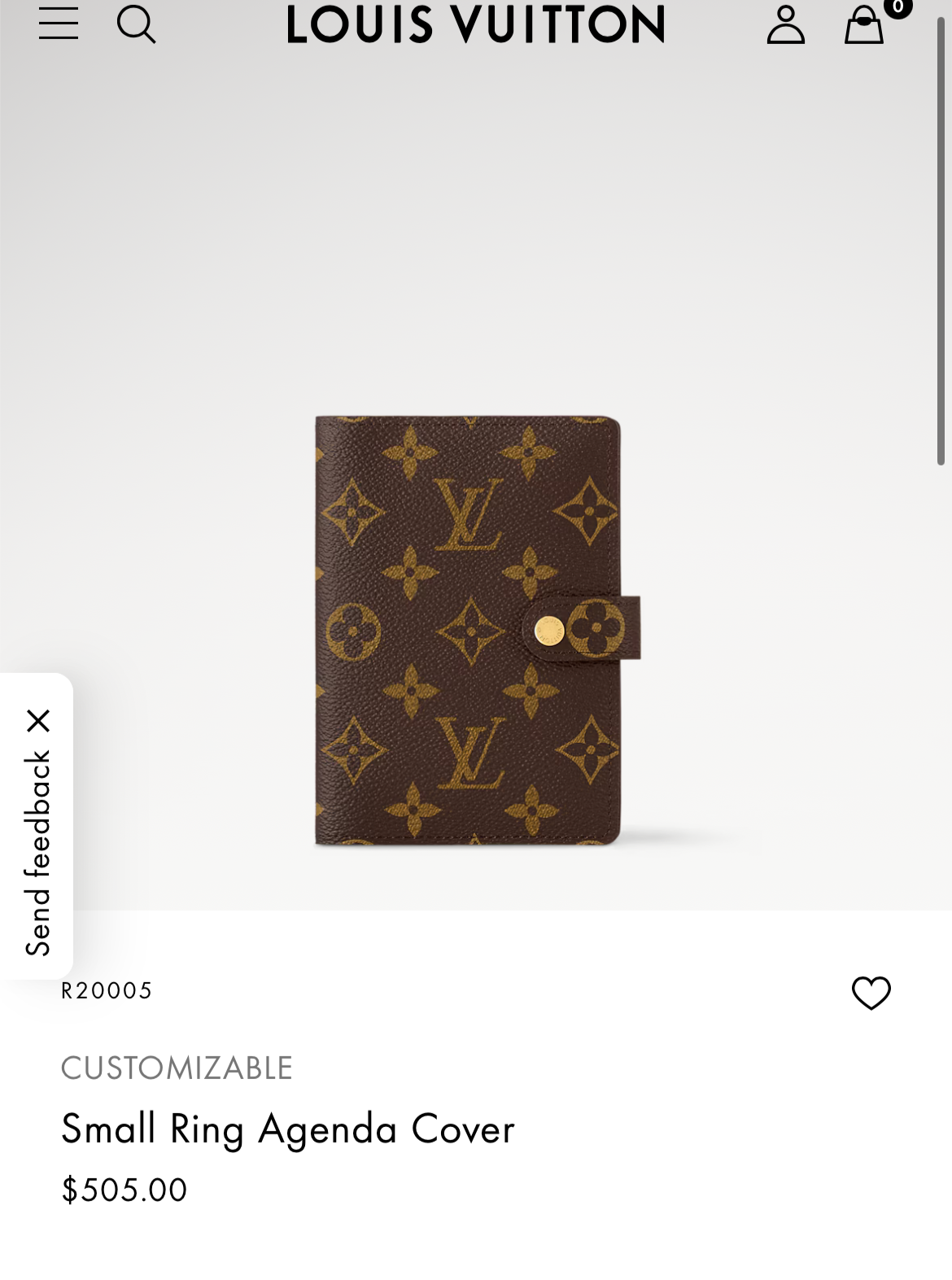 1001 LOUIS VUITTON Agenda PM MSRP $505