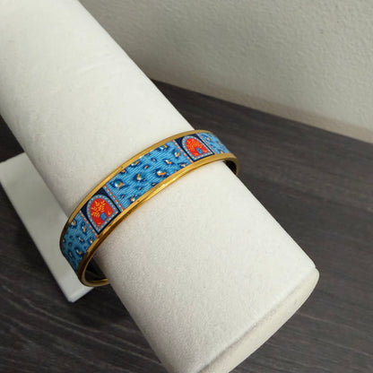#1118 HERMES Les Leopards Wide Enamel Bangle