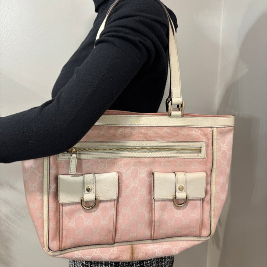 1128 GUCCI Pink Canvas Tote