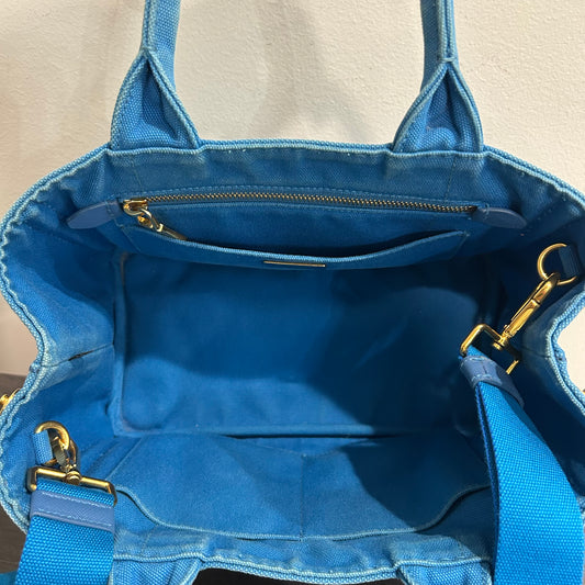 CLEARANCE #822 PRADA Canapa Small Tote - Blue