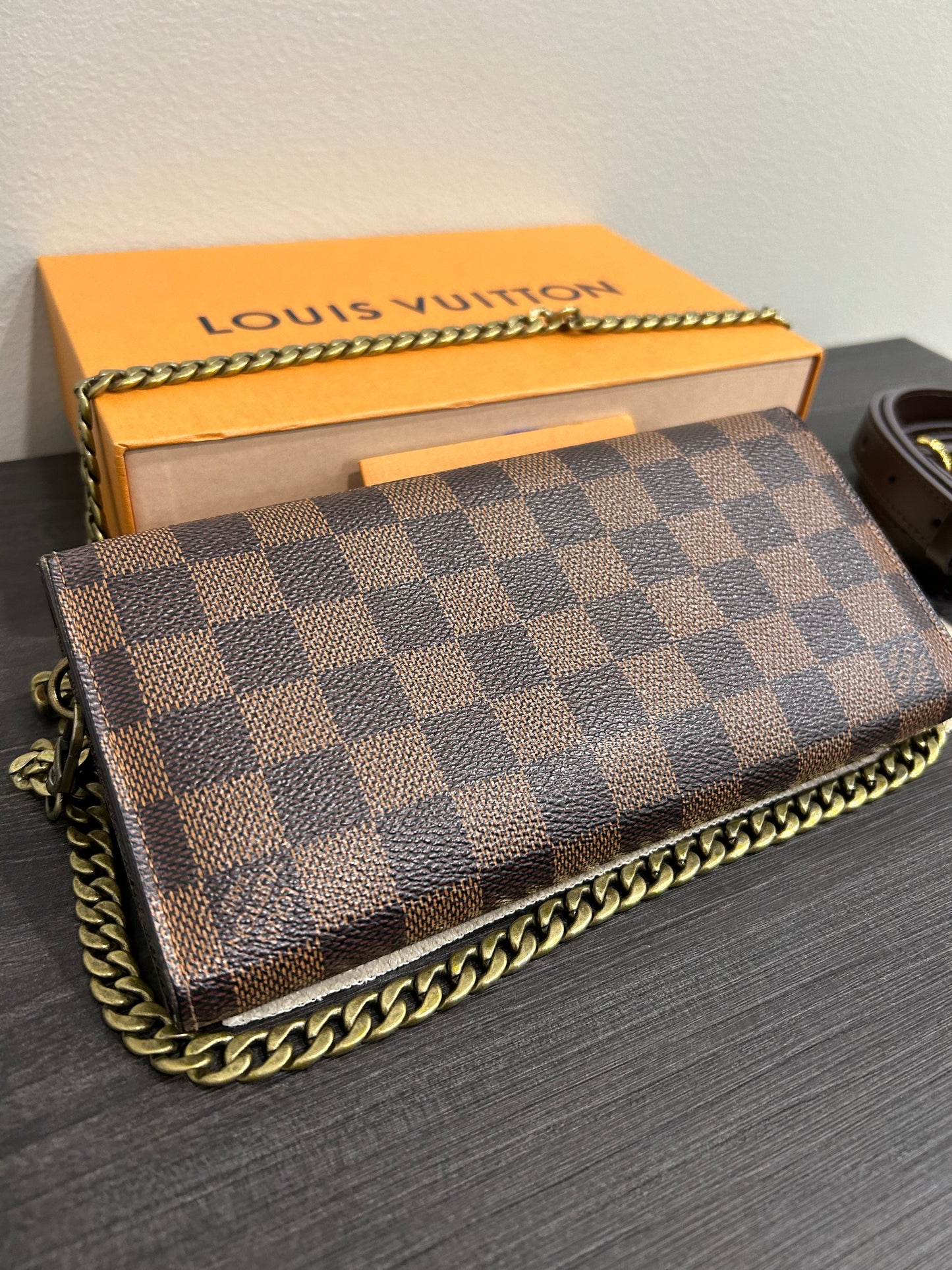 SOLD! Louis Vuitton Damier Wallet on Chain