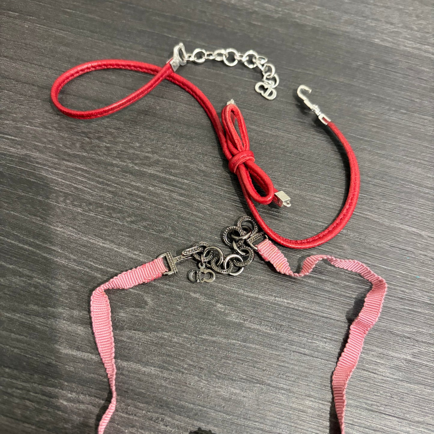 8906 DIOR Set of 2 Choker Necklaces/Double Wrap Bracelets