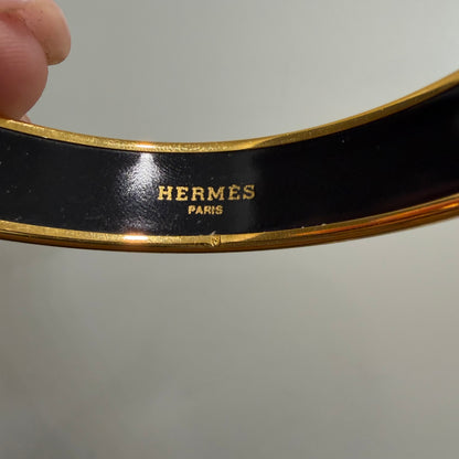 #1118 HERMES Les Leopards Wide Enamel Bangle