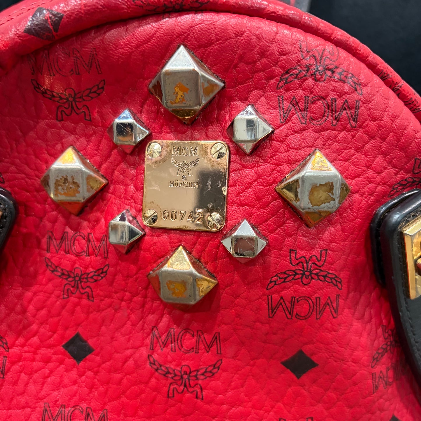 #9111 MCM Red Hermosa Backpack MSRP $1280