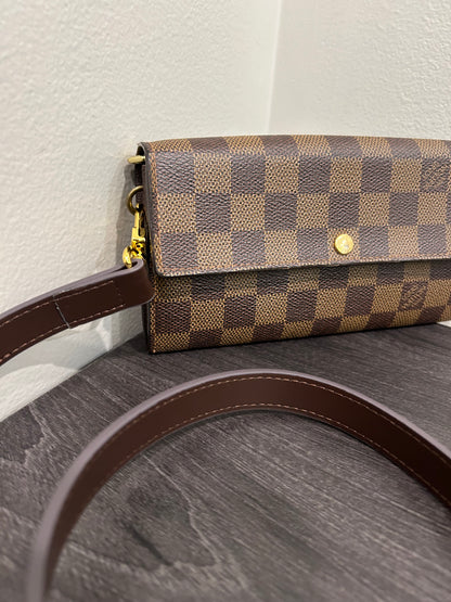 SOLD! Louis Vuitton Damier Wallet with Shoulder Strap
