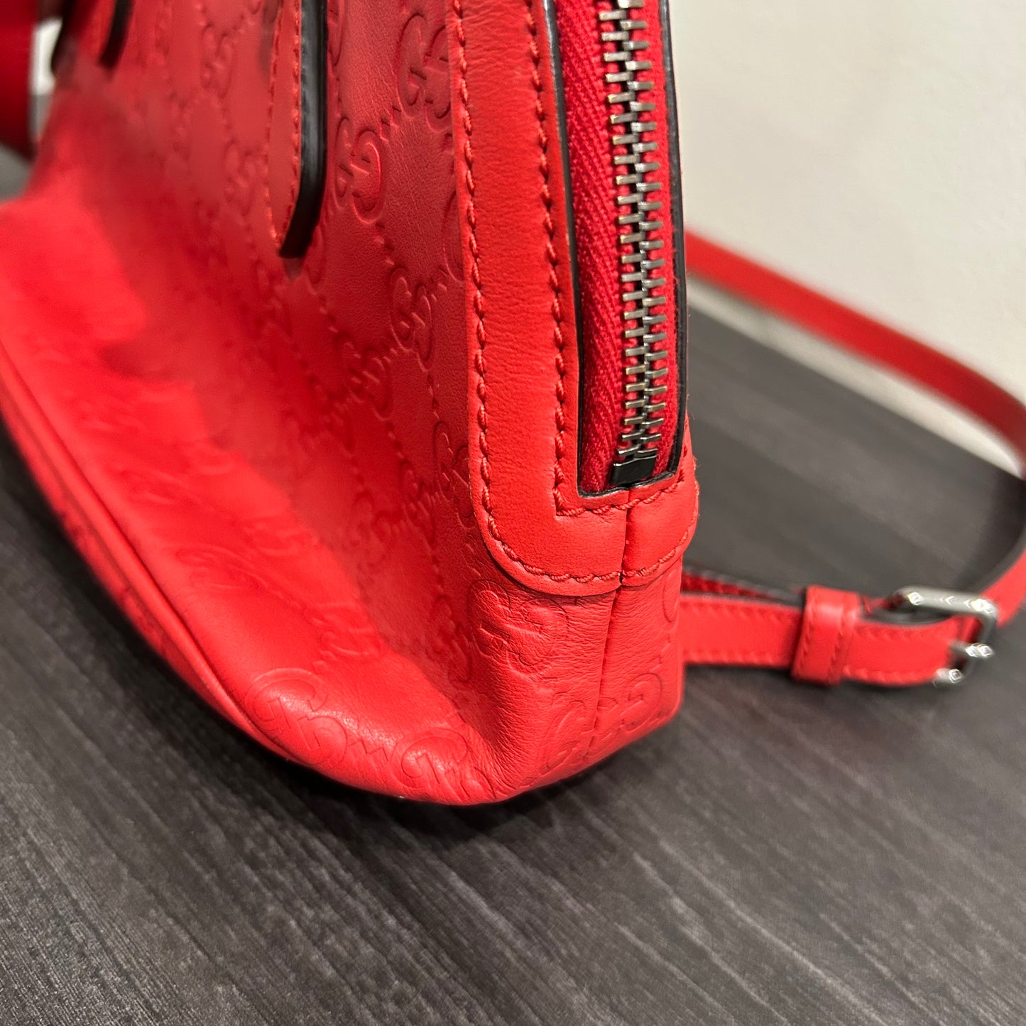 CLEARANCE #835 GUCCI Guccissima Dome Bag (Red)