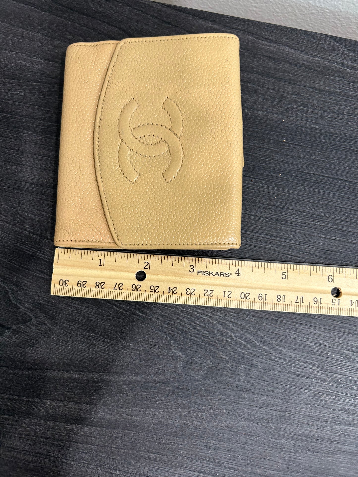 SOLD! CHANEL Beige Caviar Wallet