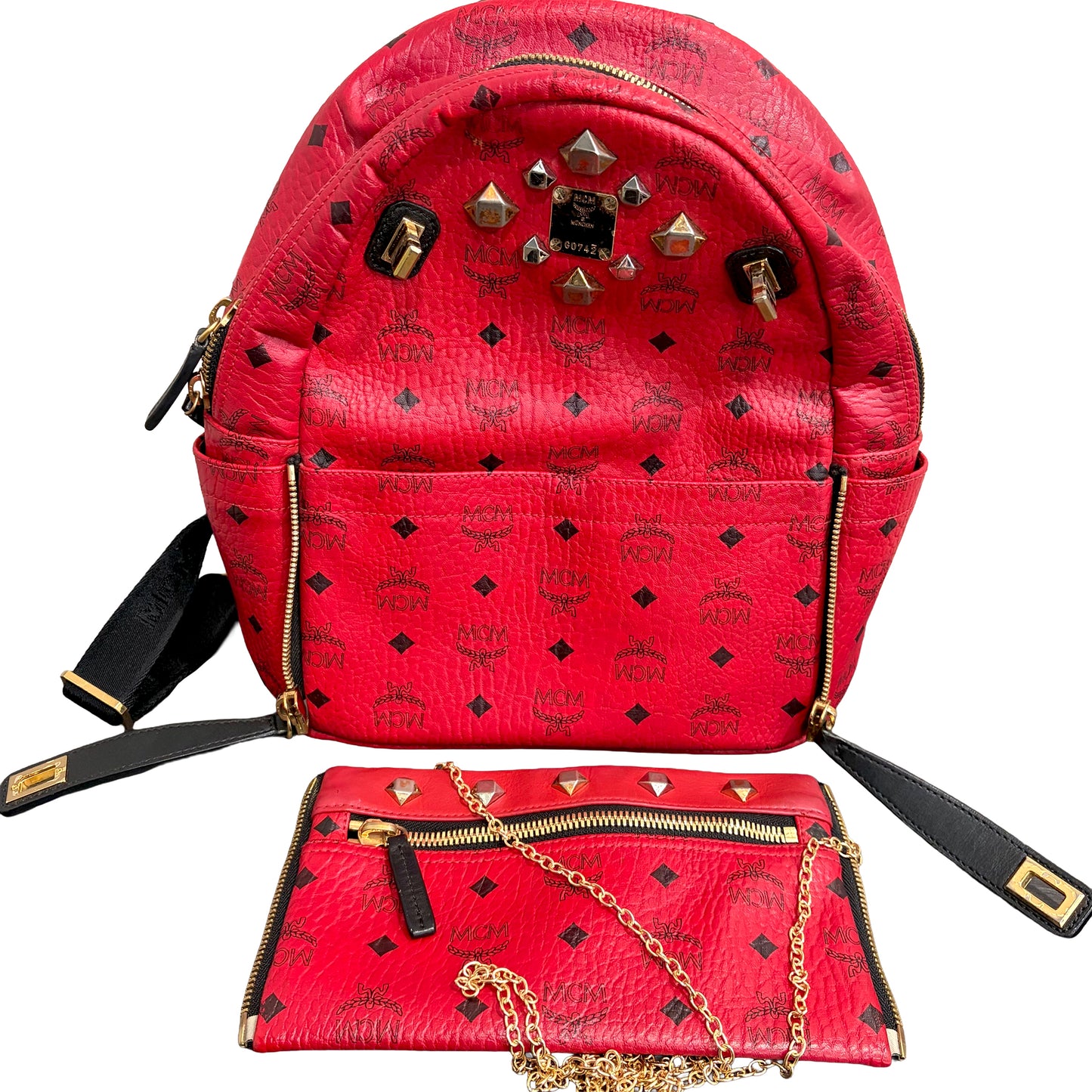 #9111 MCM Red Hermosa Backpack MSRP $1280