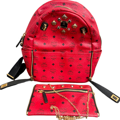 #9111 MCM Red Hermosa Backpack MSRP $1280