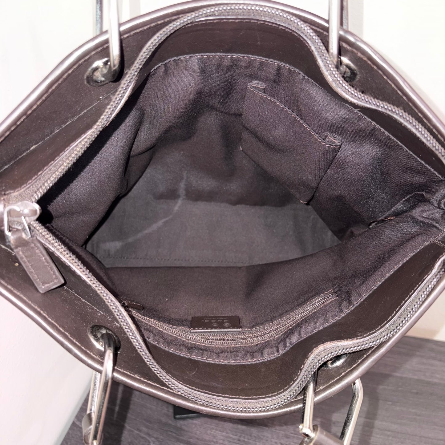 #9113 GUCCI Brown Canvas Eclipse Tote