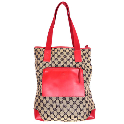 #1103 GUCCI GG Canvas Red Leather Donna Tote
