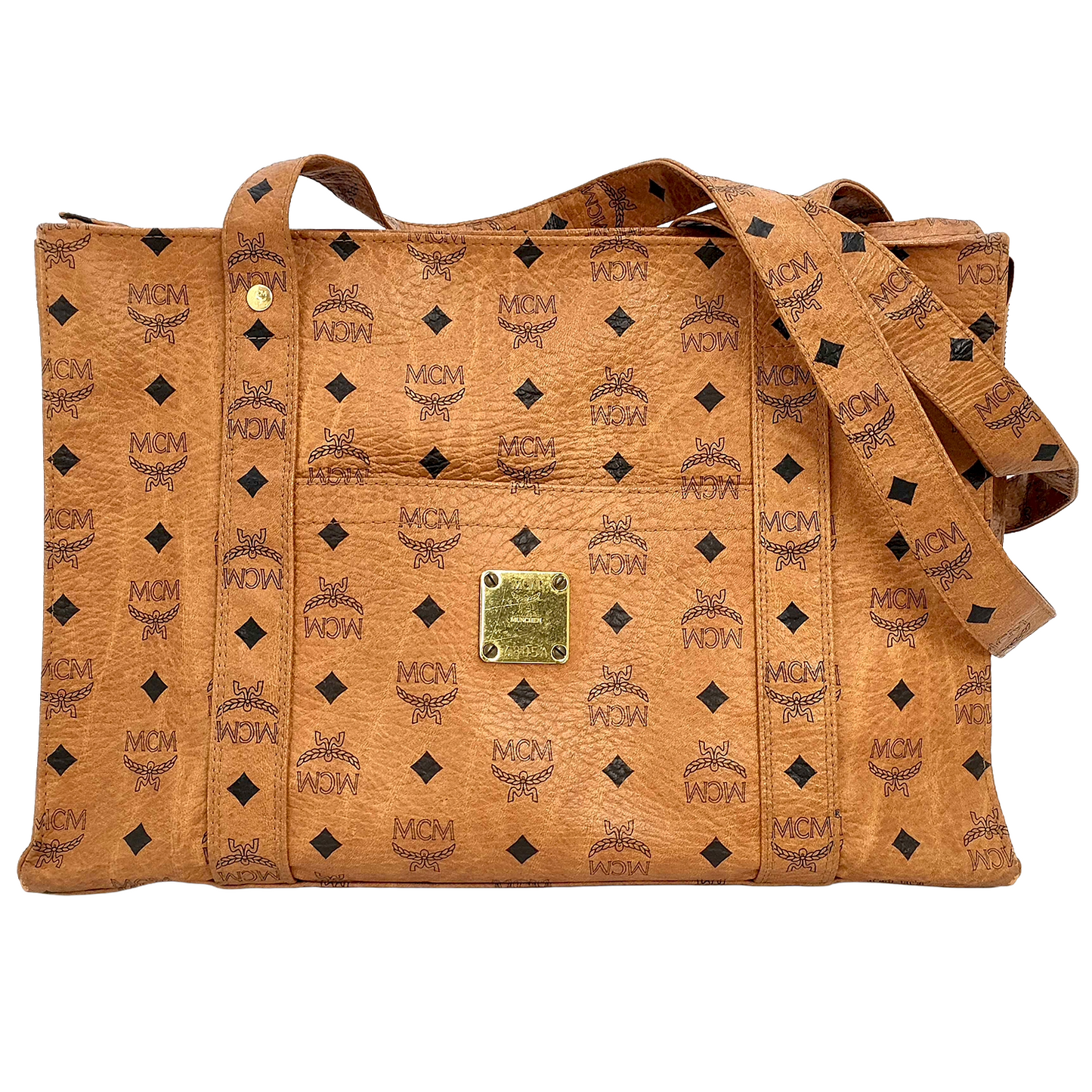 #1139 MCM Shoulder Tote in Cognac Visetos