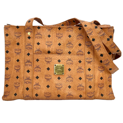 #1139 MCM Shoulder Tote in Cognac Visetos
