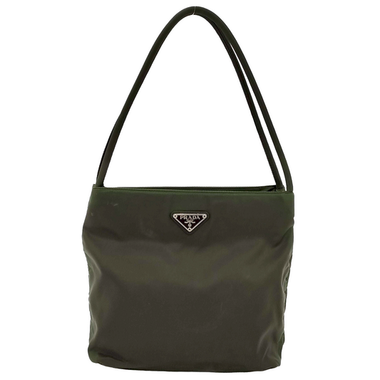 #1178 PRADA Green Nylon Square Tote