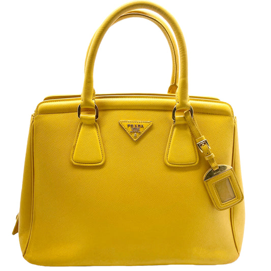 #1189 PRADA Yellow Lux Saffiano Leather Parabole Tote