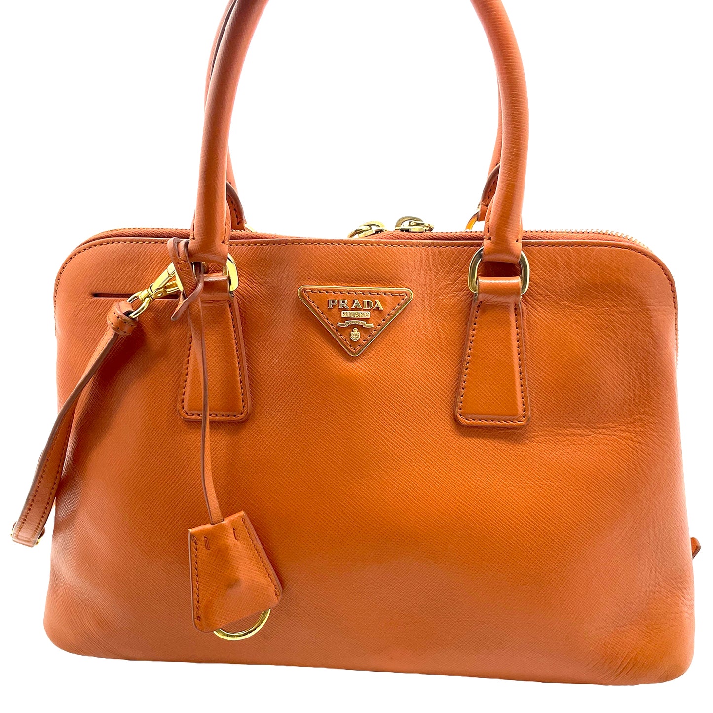 #1191 PRADA Orange Lux Saffiano Leather Promenade Tote