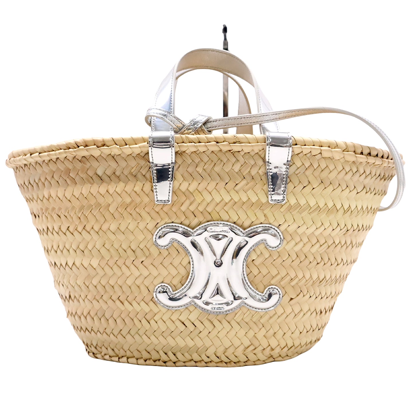 #1195 CELINE Metallic Triomphe Convertible Linen Basket