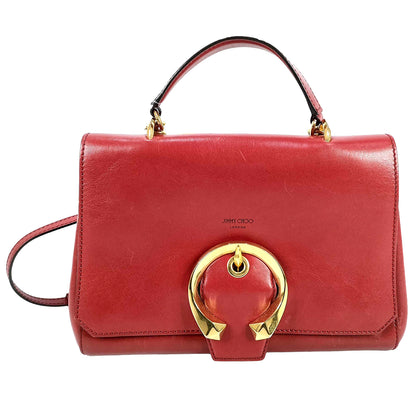 #1206 JIMMY CHOO Burgundy Leather Madeline Top Handle Bag