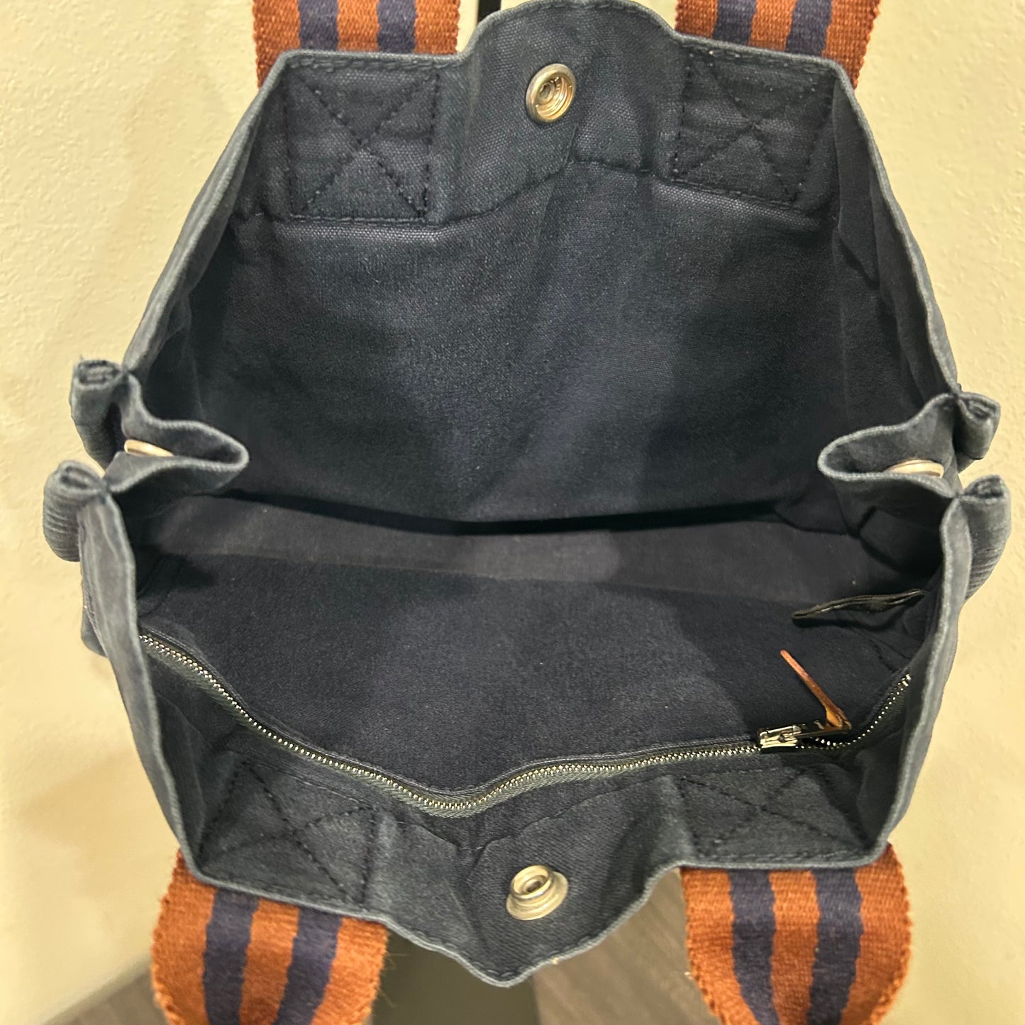 1068 HERMÈS Toile Fourre-Tout PM Tote Blue