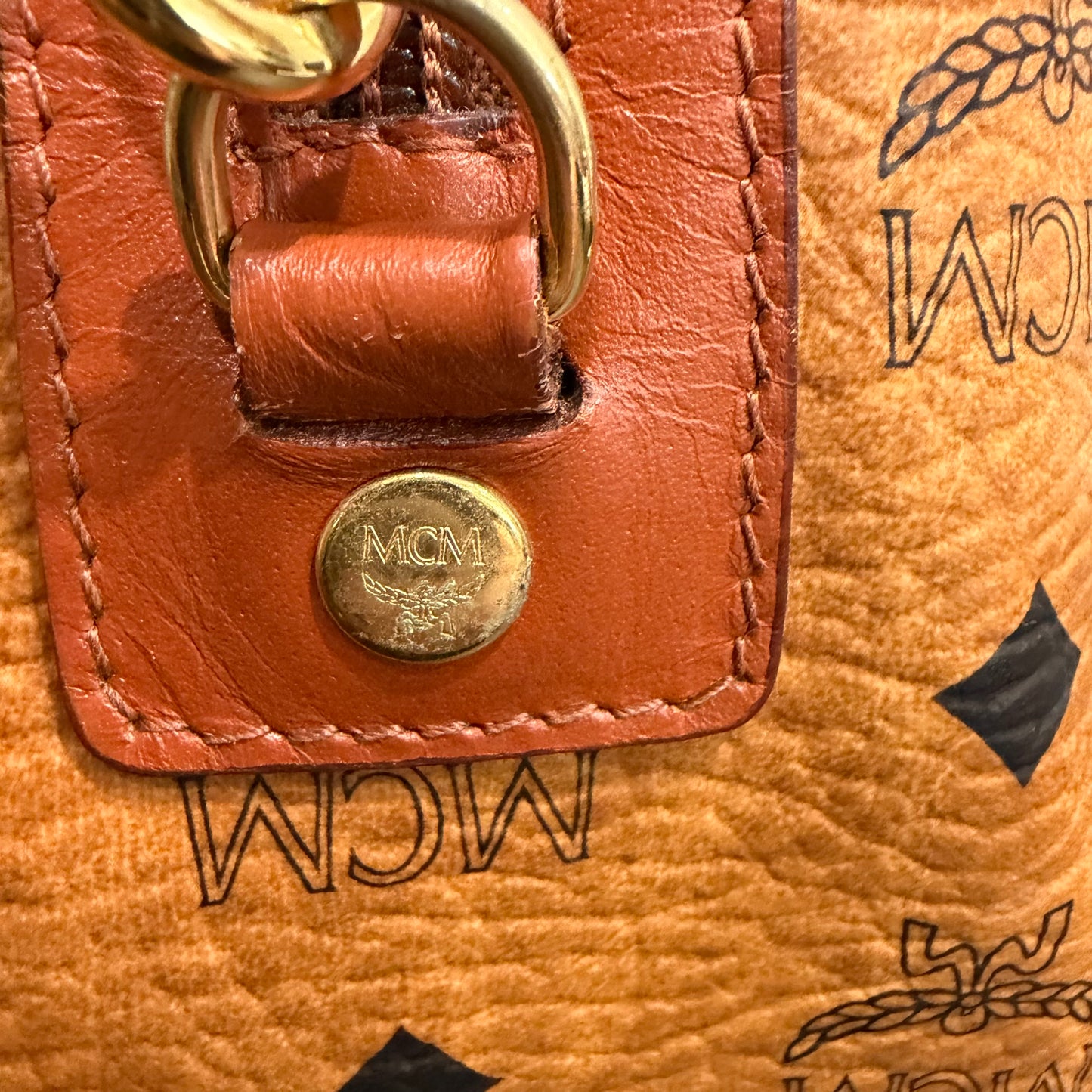 8808 MCM Cognac Visetos Boston 28 Bag
